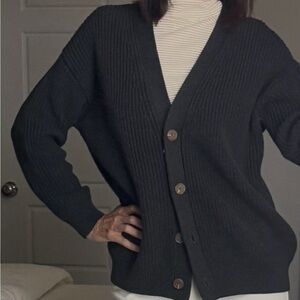 Quince Charcoal Ribbed Knit Sweater S